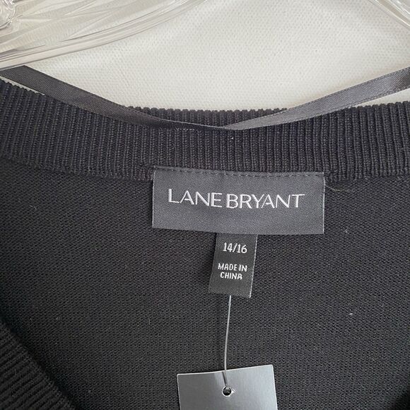 Lane Bryant Pullover Sweater 14/16 Black Lace Applique V Neck Fairy Whimsigoth - Picture 6 of 10